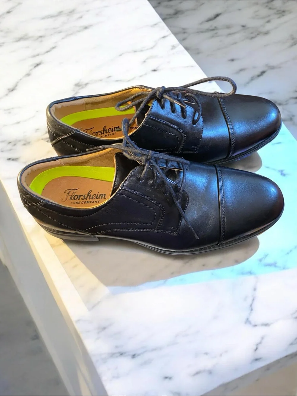 Florsheim Midtown Cap Toe Oxford Men's 7.5 D Black Leather Dress Shoes 12138-001
